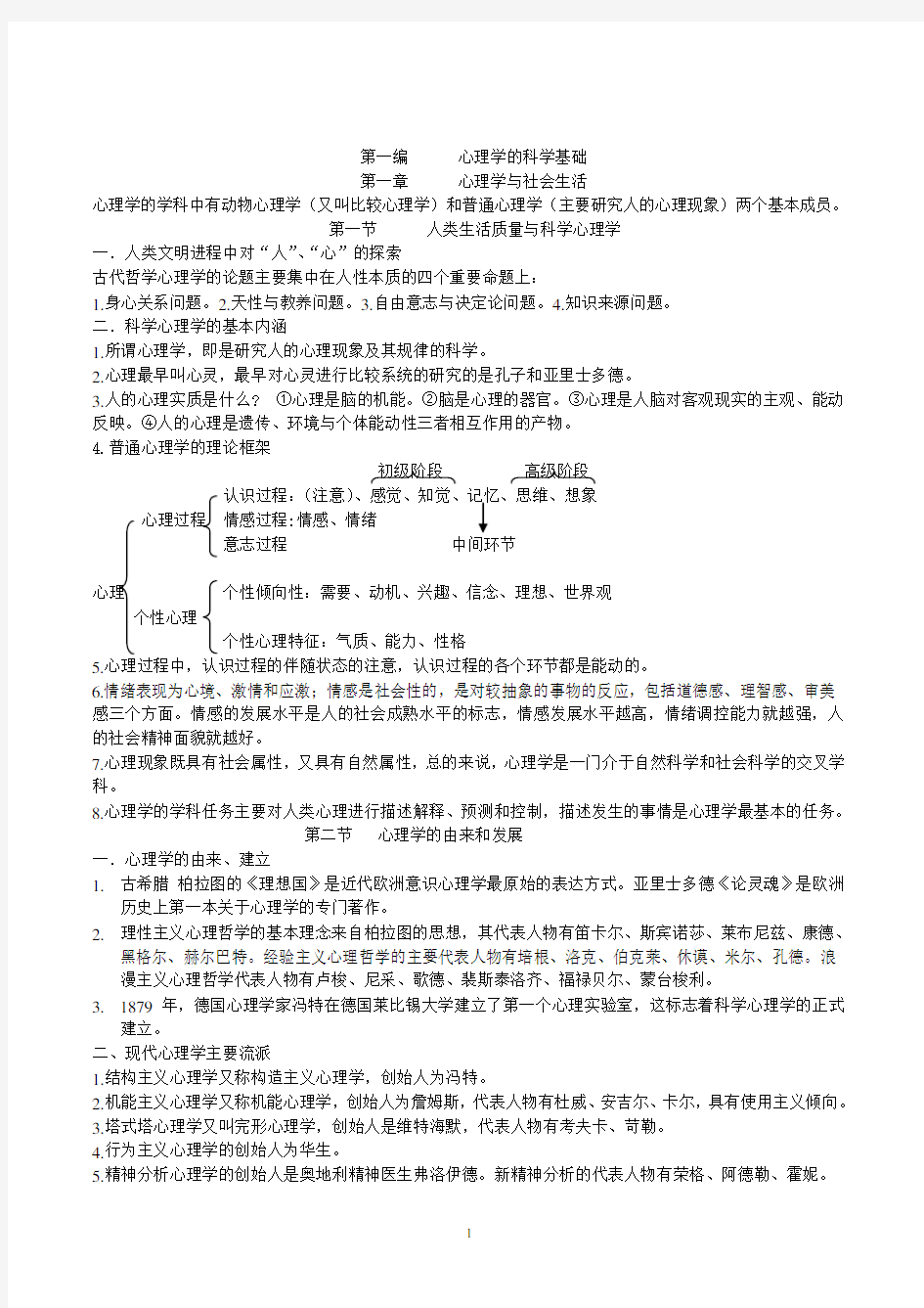 大学心理学知识点归纳