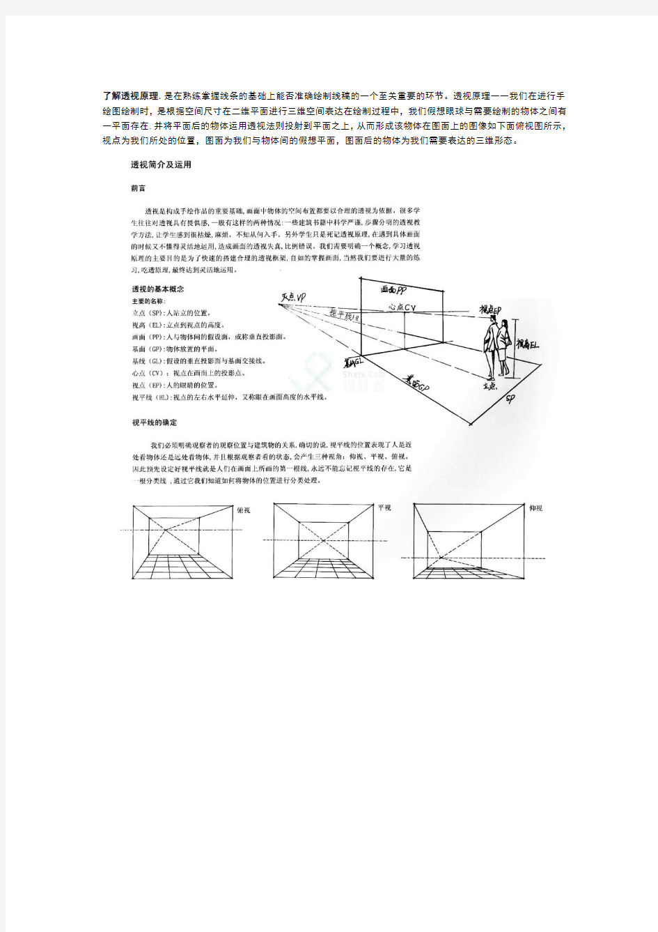手绘学习方案、2 手绘中透视的原理、应用及其练习方法
