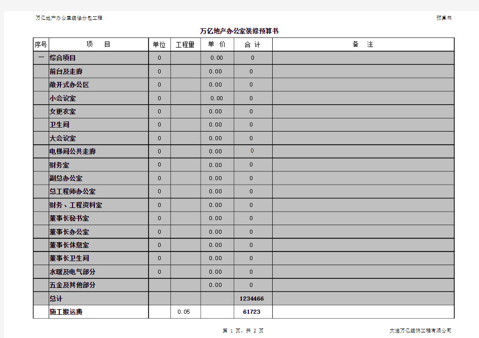 办公室装修预算书