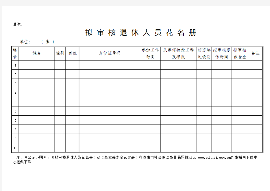 《拟审核退休人员花名册》