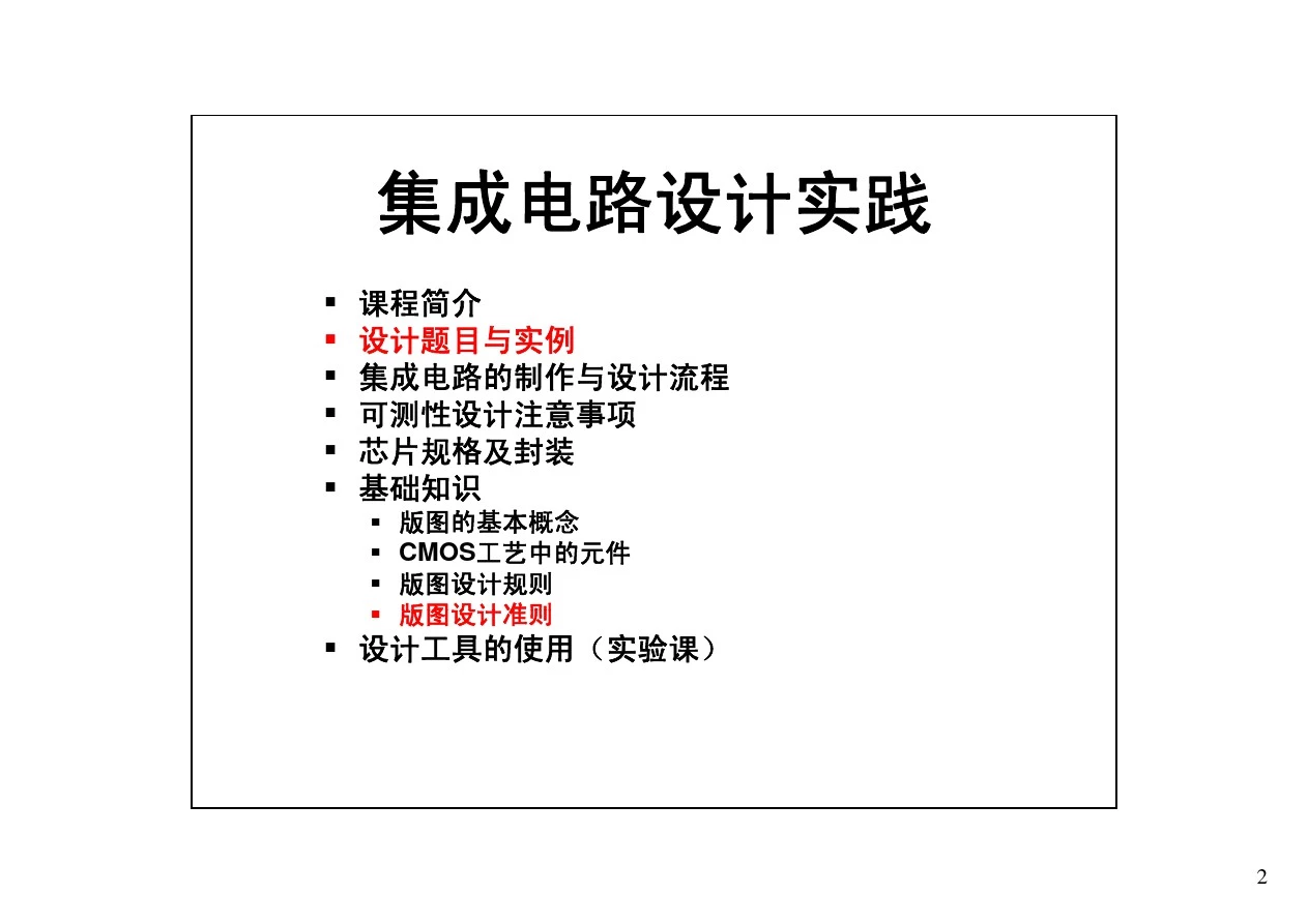 清华大学2012年集成电路设计实践课程课件