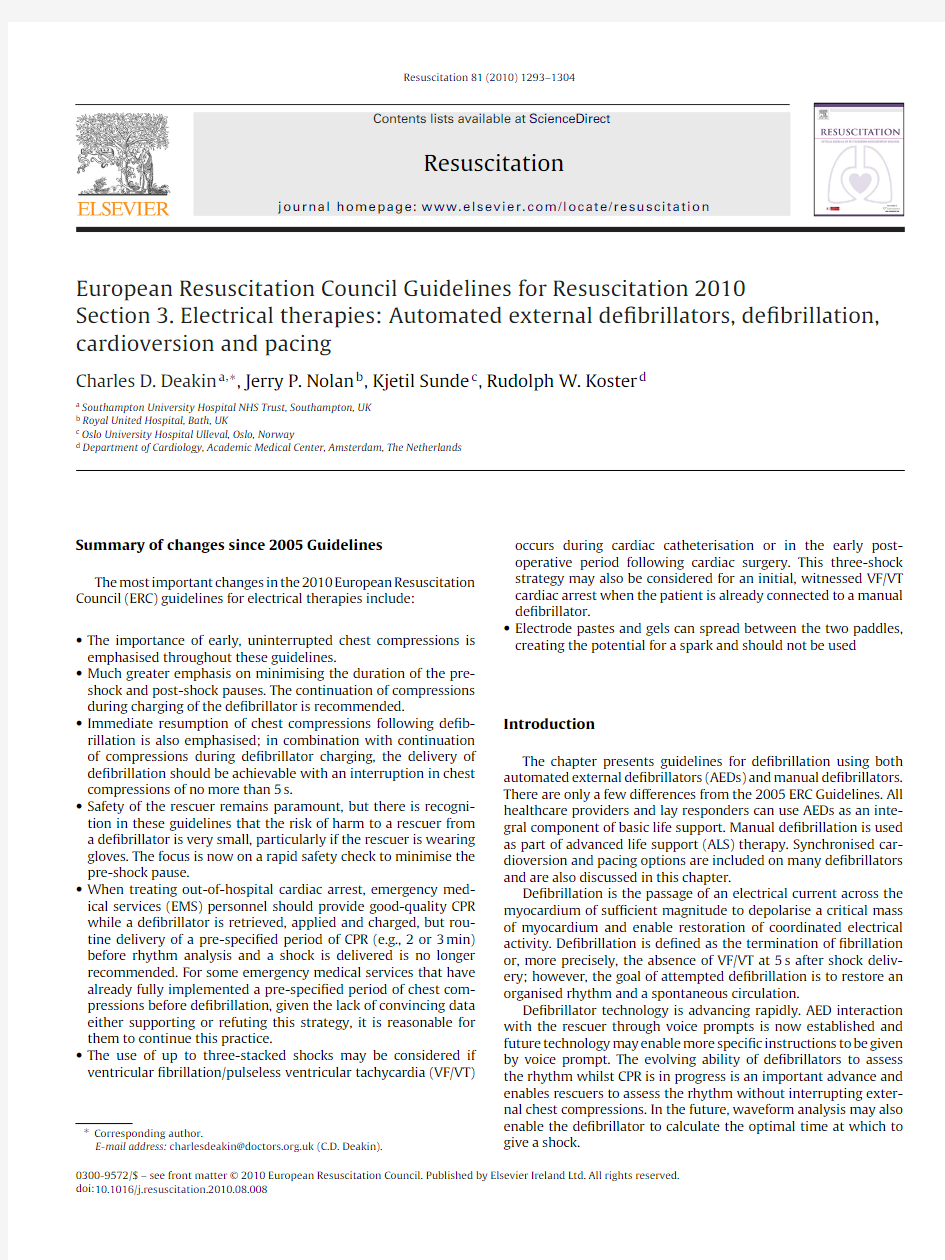 European Resuscitation Council Guidelines for Resuscitation 2010-3