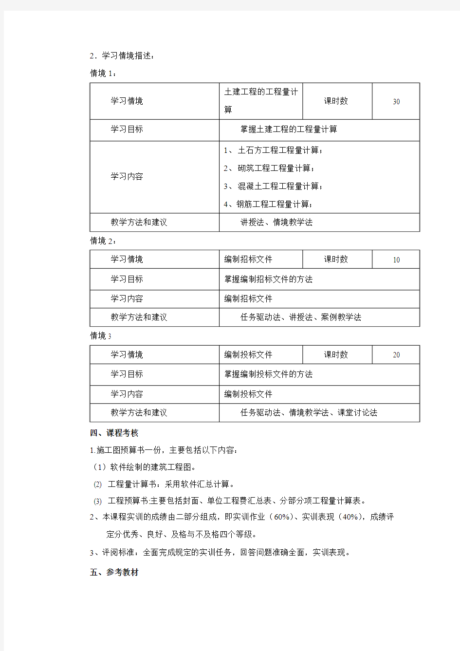 工程造价综合实训课程标准