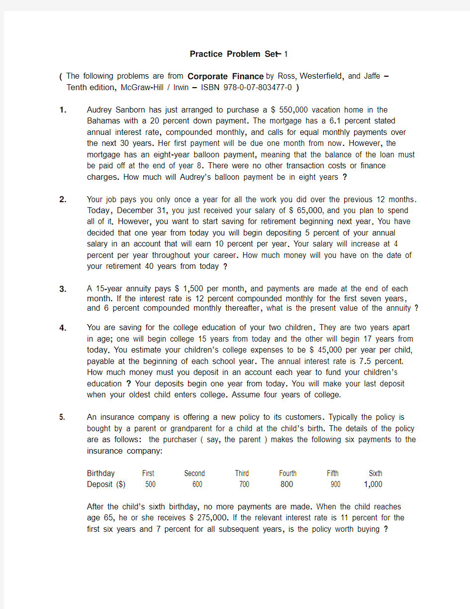 Practice Problem Set-1