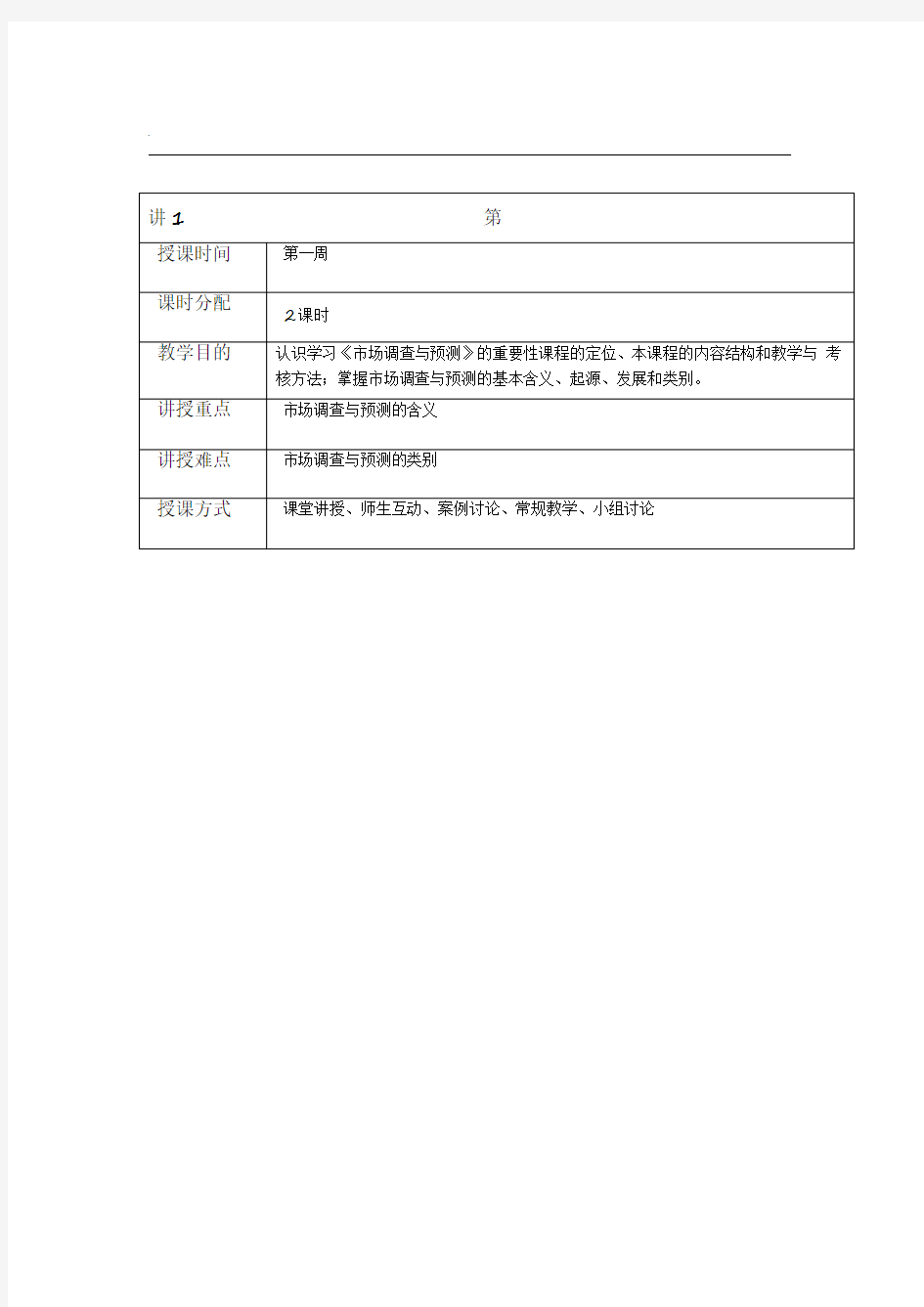 市场调查与预测教案