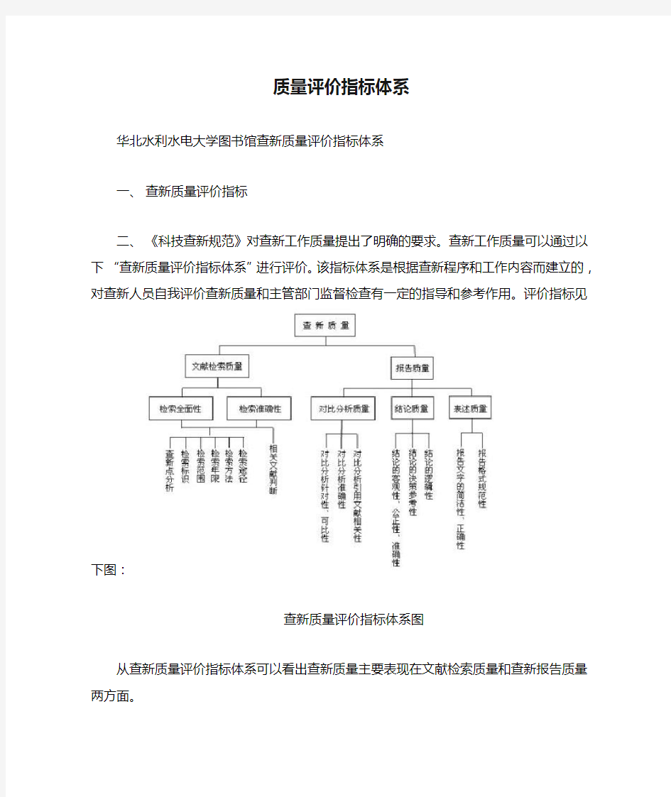 质量评价指标体系