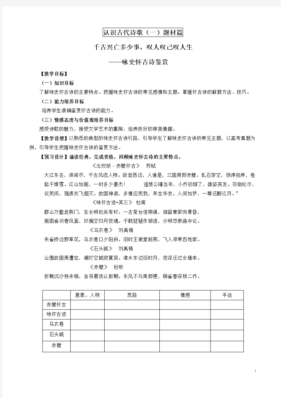 【2018年高考复习】《咏史怀古诗》(完整版)