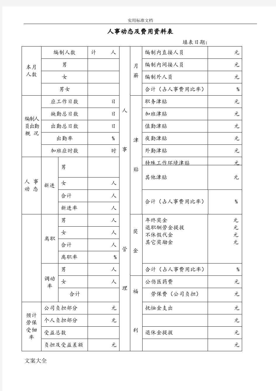 企业公司管理系统各种通用表格大全