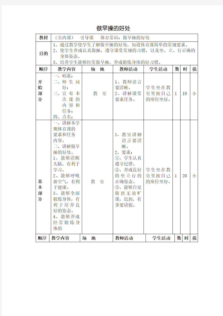 做早操的好处小学体育