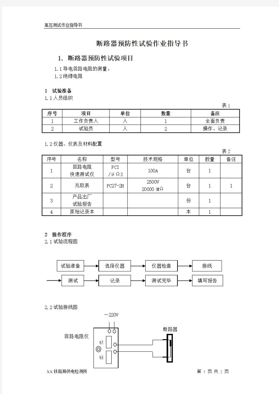 断路器预防性试验