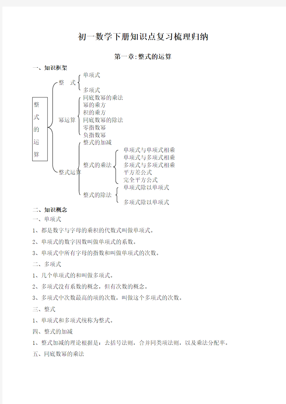 初一数学学霸笔记 下册 