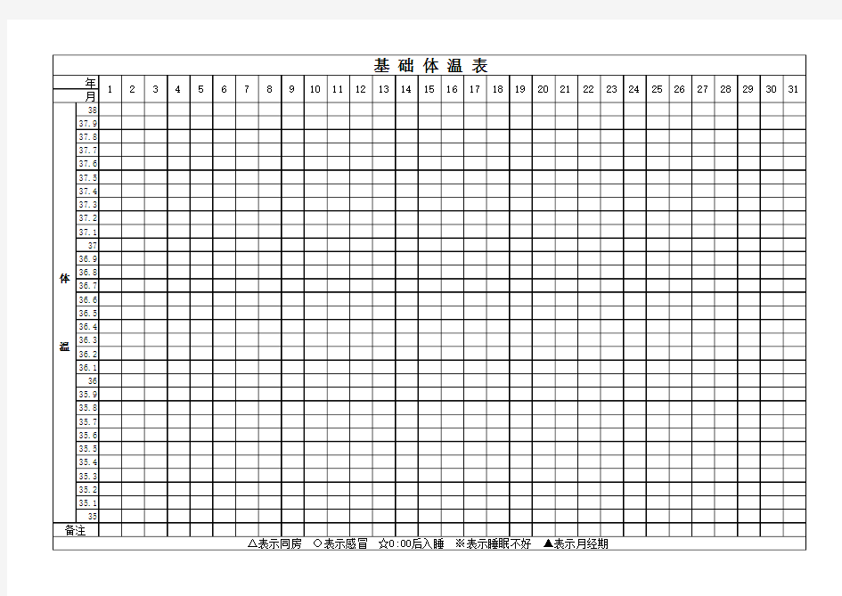 基础体温表--可直接打印