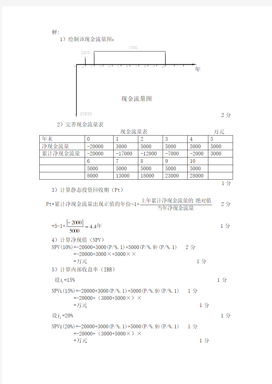 工程经济学计算题及答案