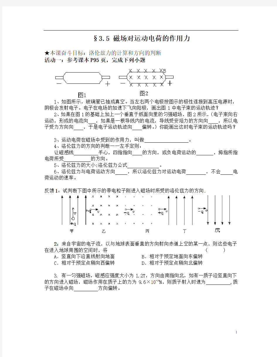 磁场对运动电荷的作用力