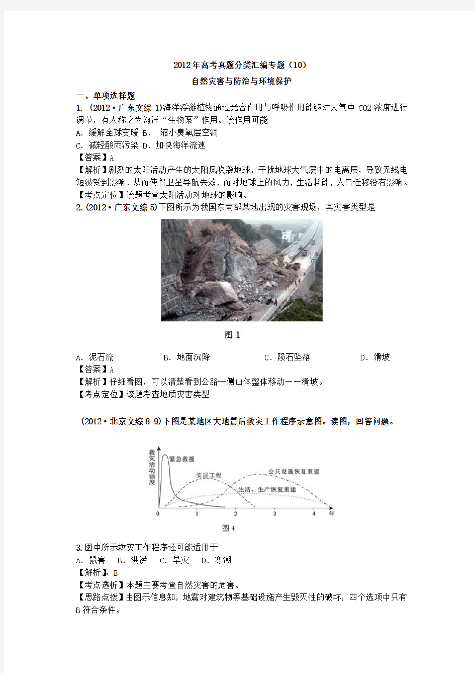 2012年高考真题分类汇编专题