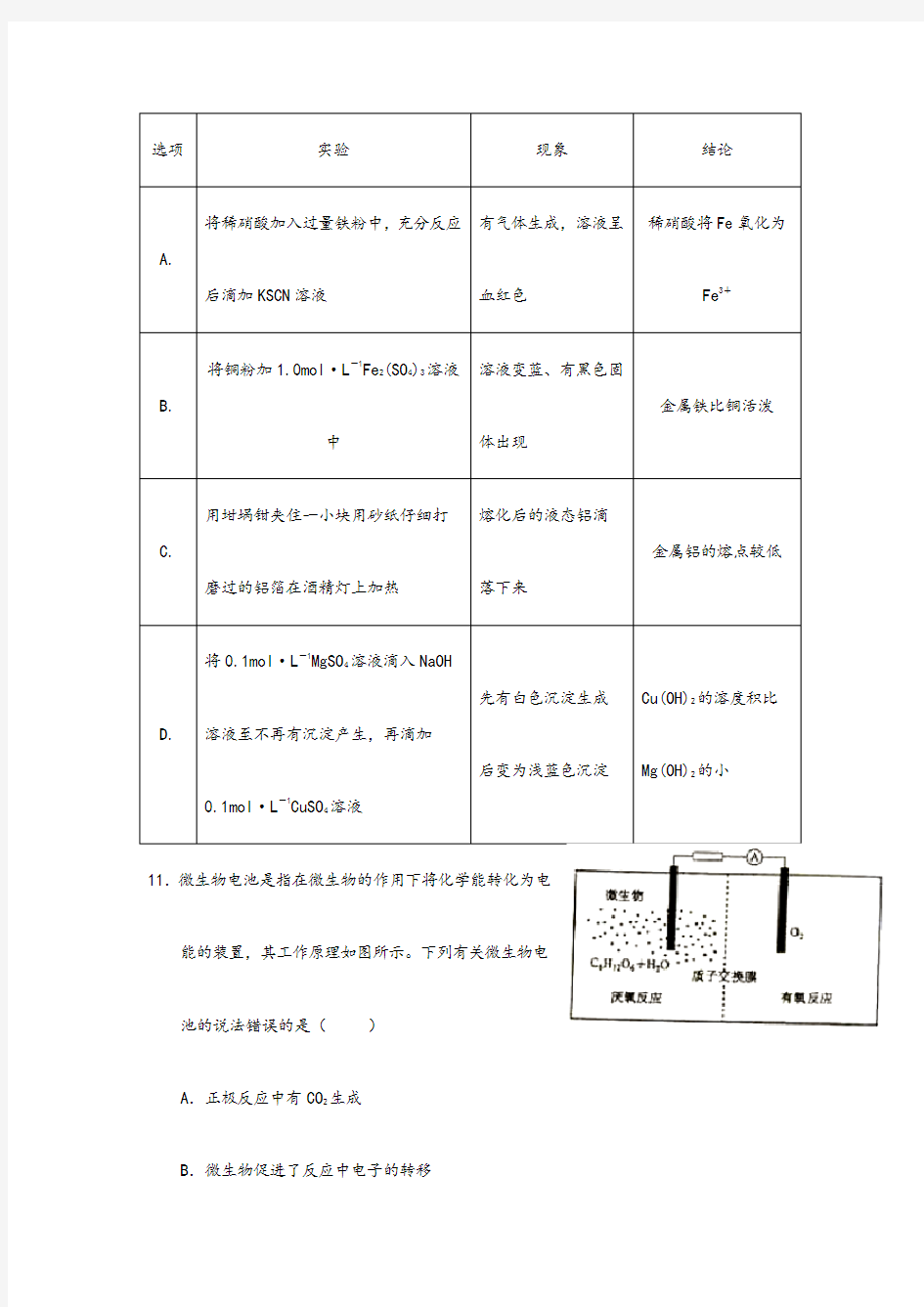 2015年全国1卷高考化学试题附答案