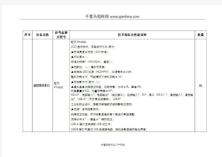 学校多媒体教学设备-电子白板招投标书范本