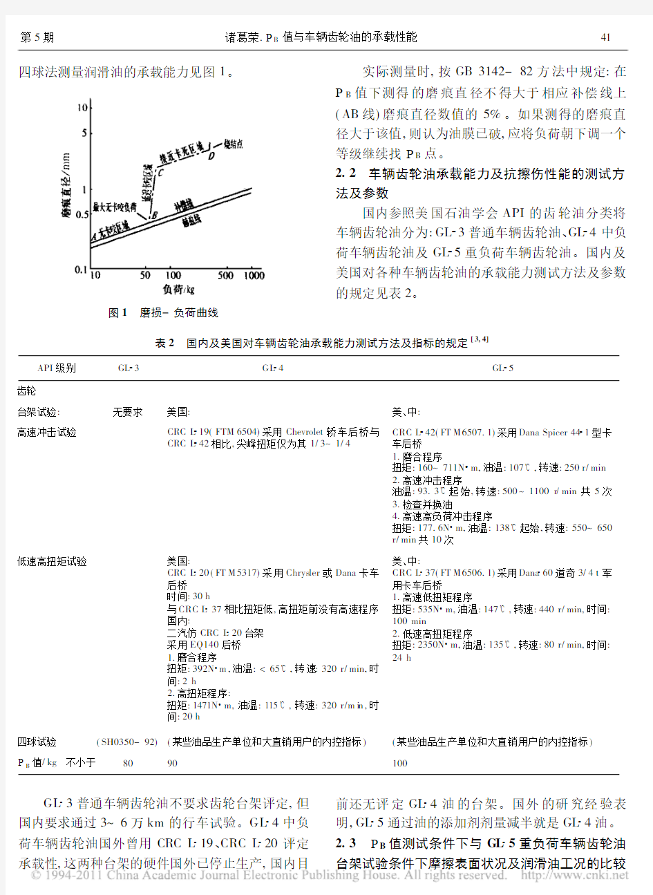 PB值与车辆齿轮油的承载性能