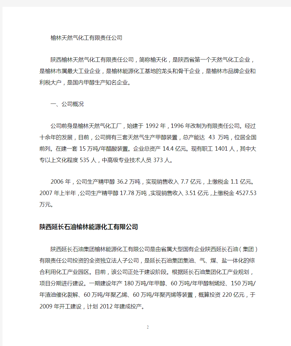 陕西延长石油集团榆林煤化公司