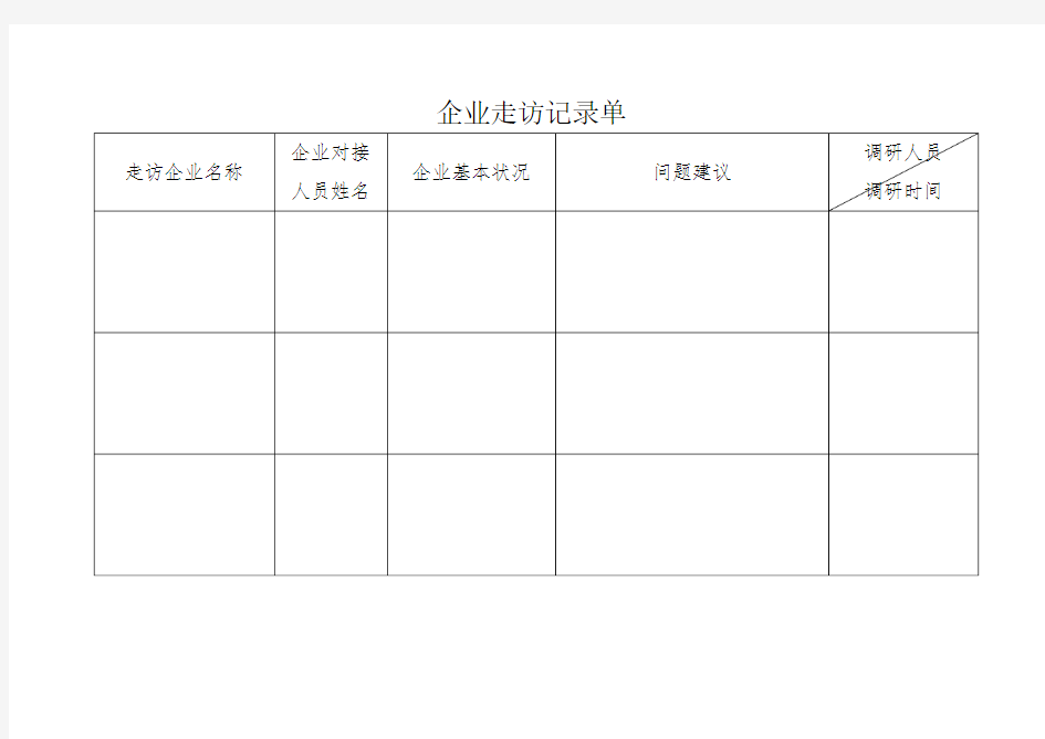 企业走访记录单