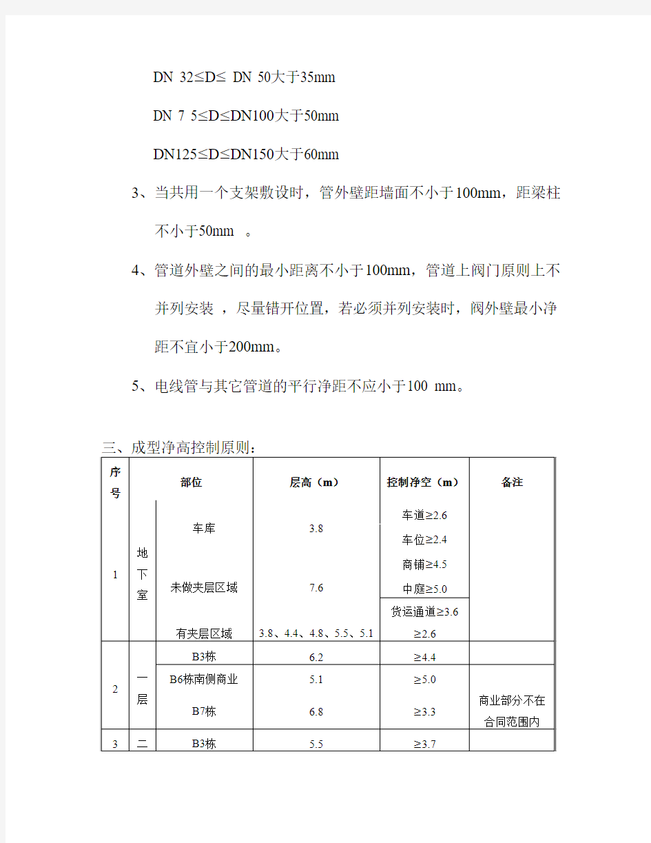 大型商场综合机电管线空间初步布置原则