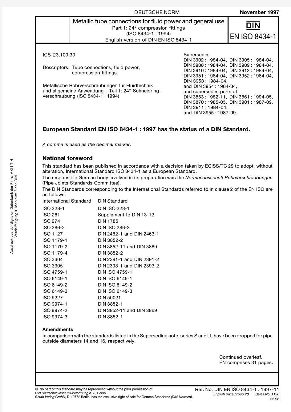 DIN EN ISO 8434-1-1997--24度锥过渡接头
