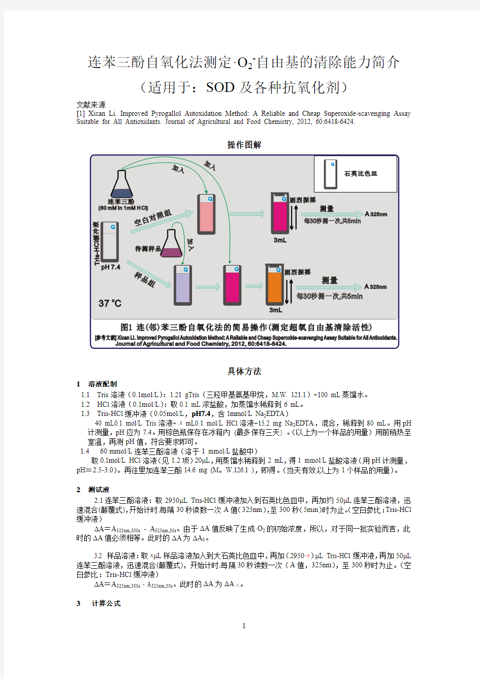 邻苯三酚自氧化法简易操作图解-测量SOD活性方法