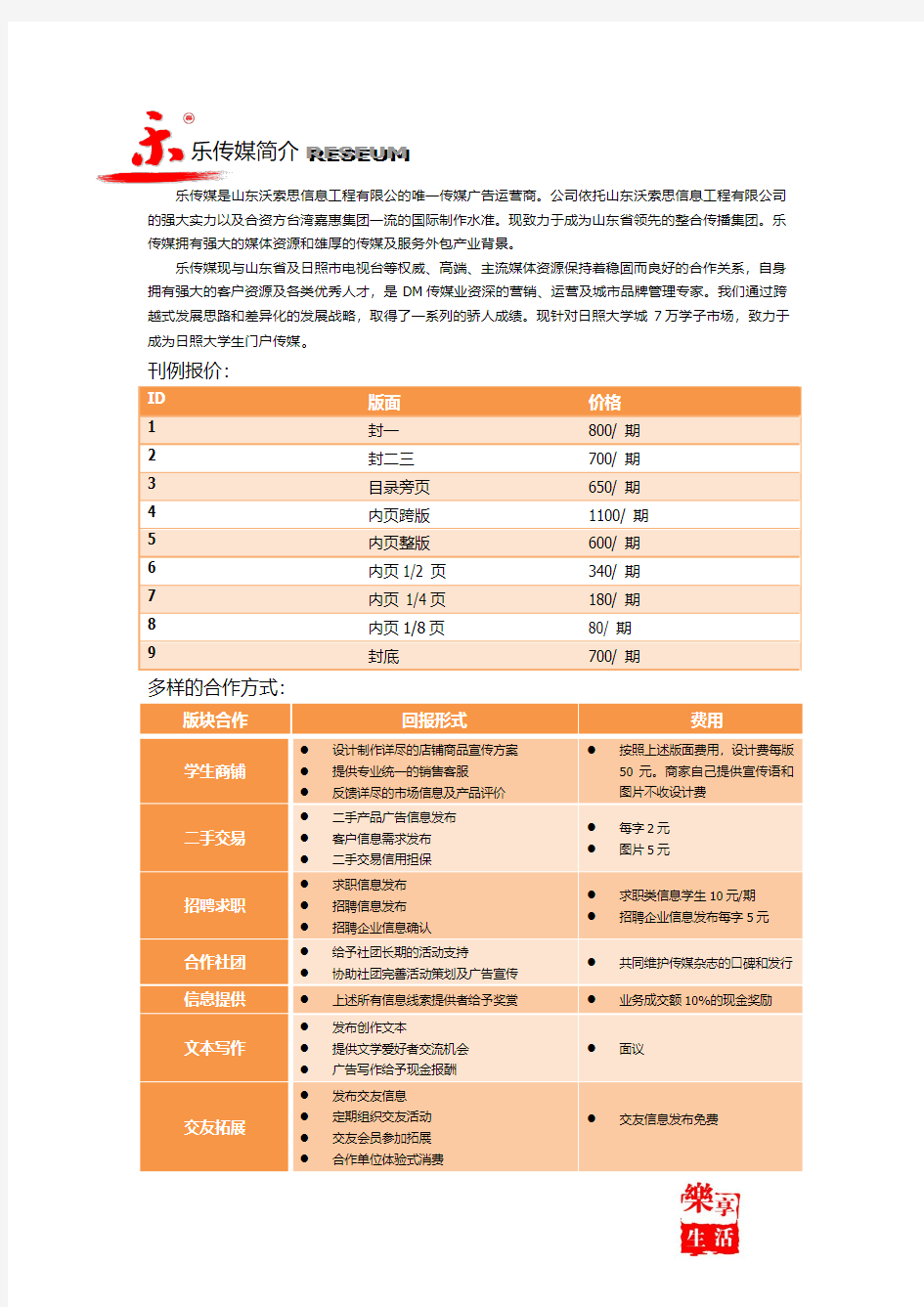 刊例报价