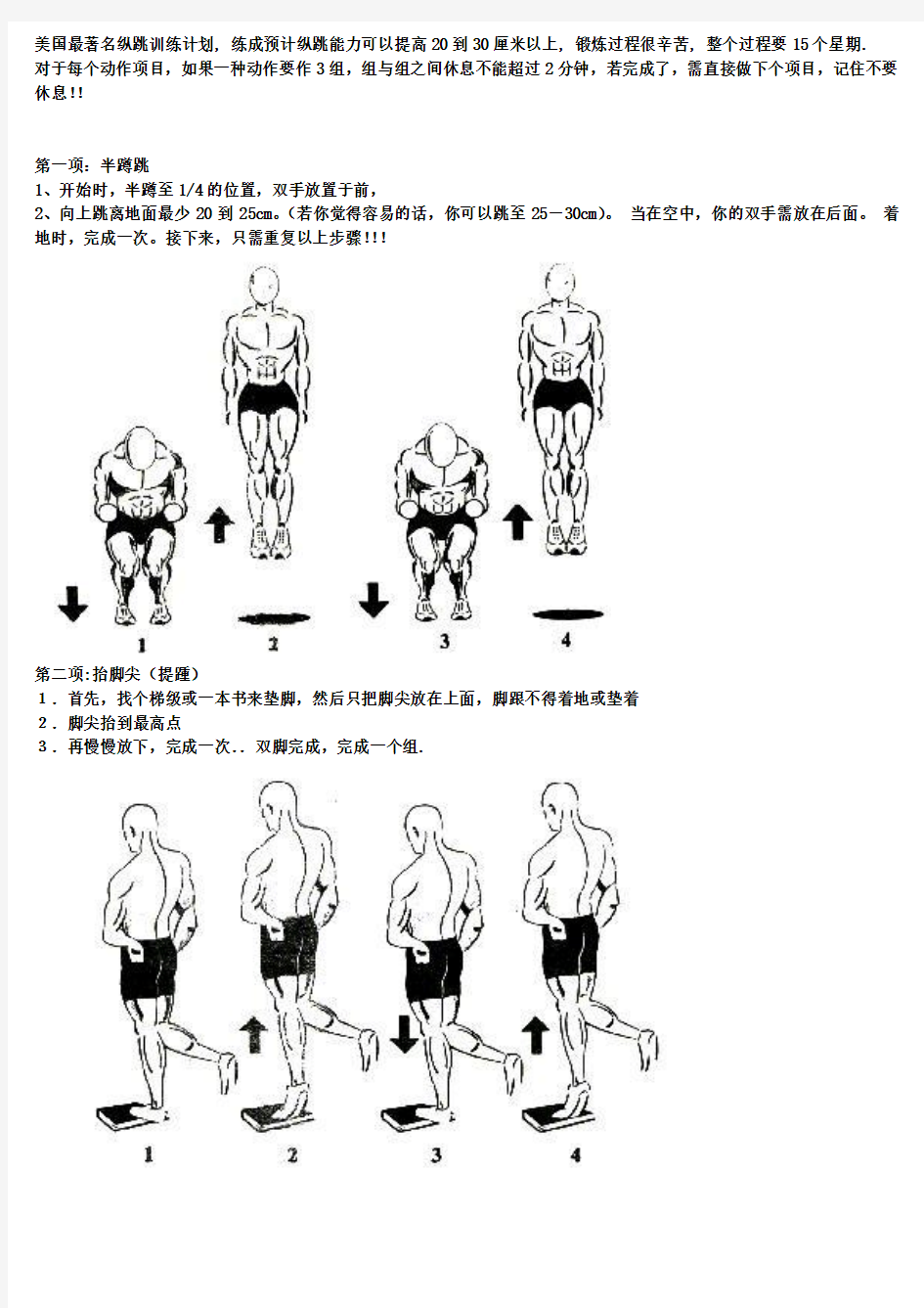 精简版著名弹跳力训练(附图_计划表)