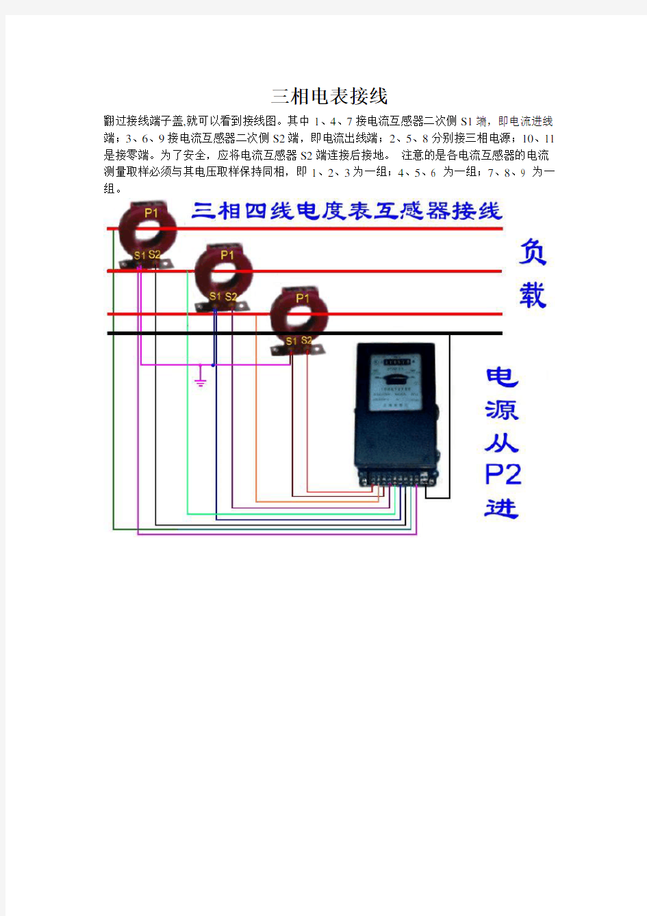 三相电表互感器接线图