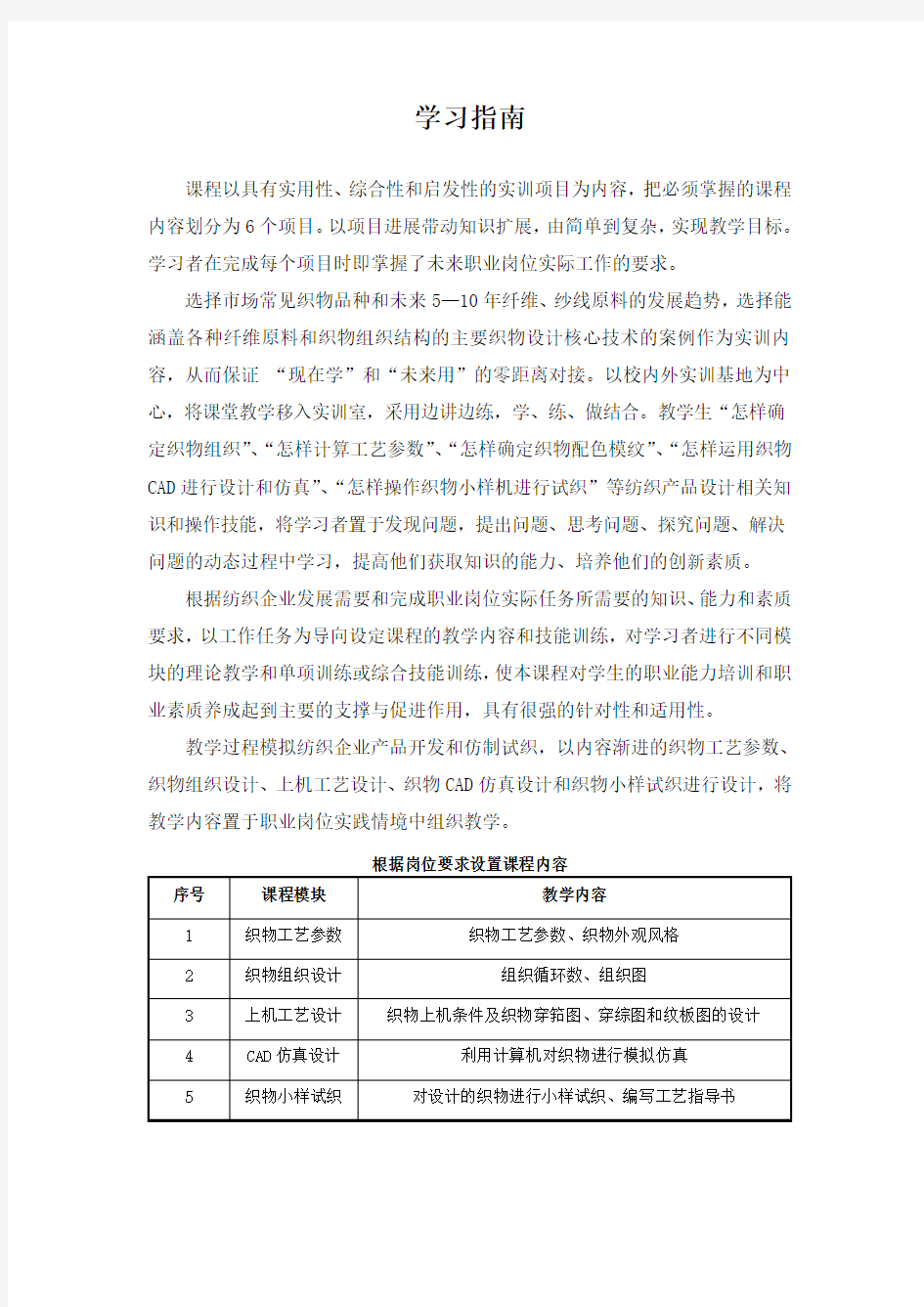 《织物结构与设计》学习指南