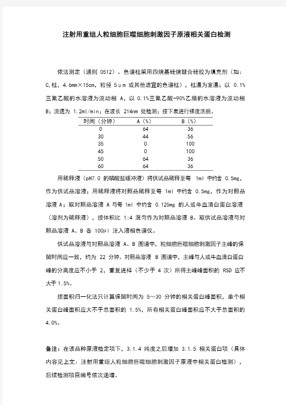 《中国药典》2020—注射用重组人粒细胞巨噬细胞刺激因子原液相关蛋白检测国家药品标准公示稿