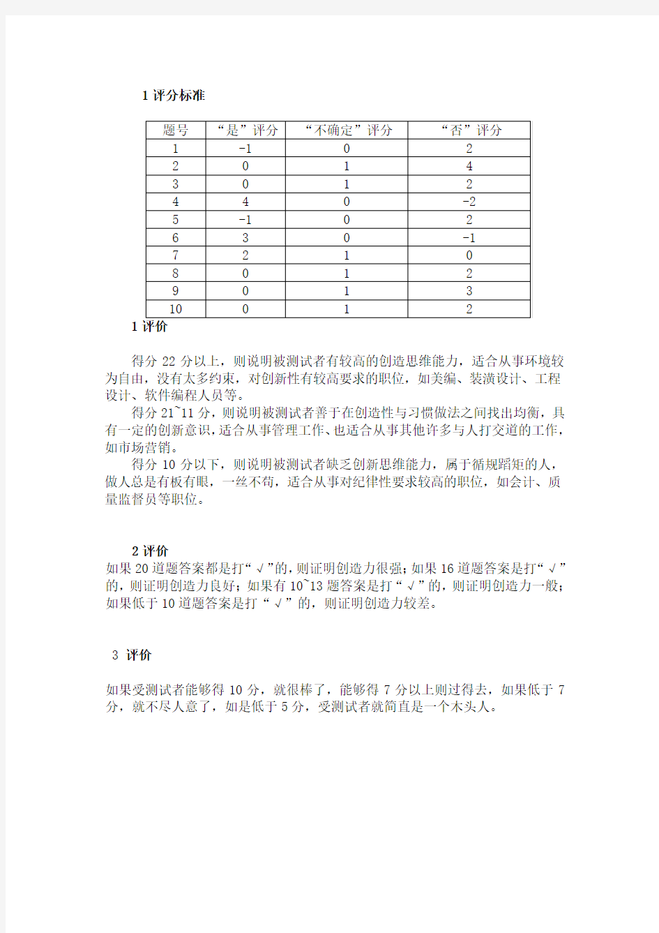 创新能力测试