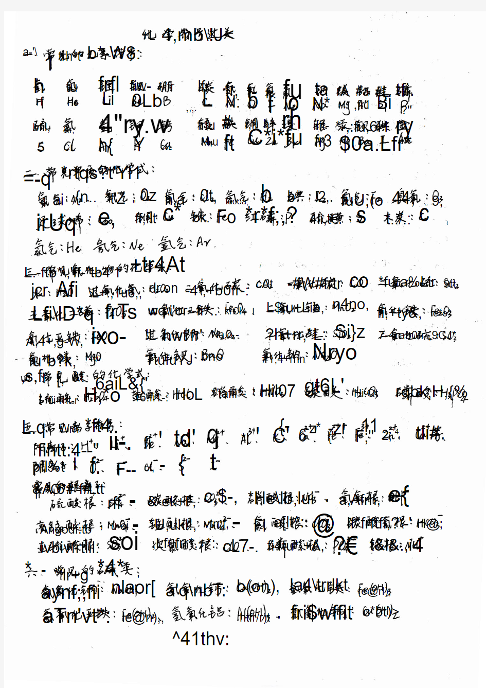 初中化学基础知识