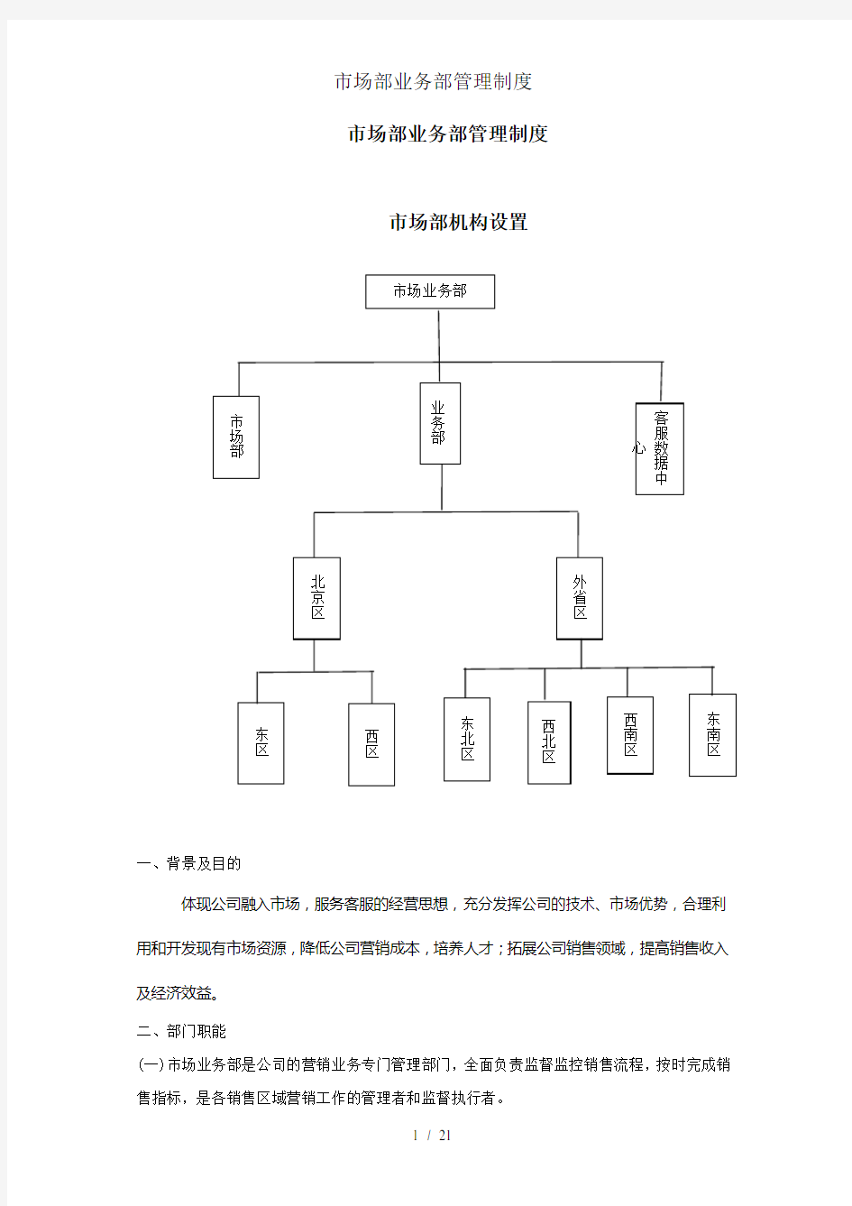 市场部业务部管理制度