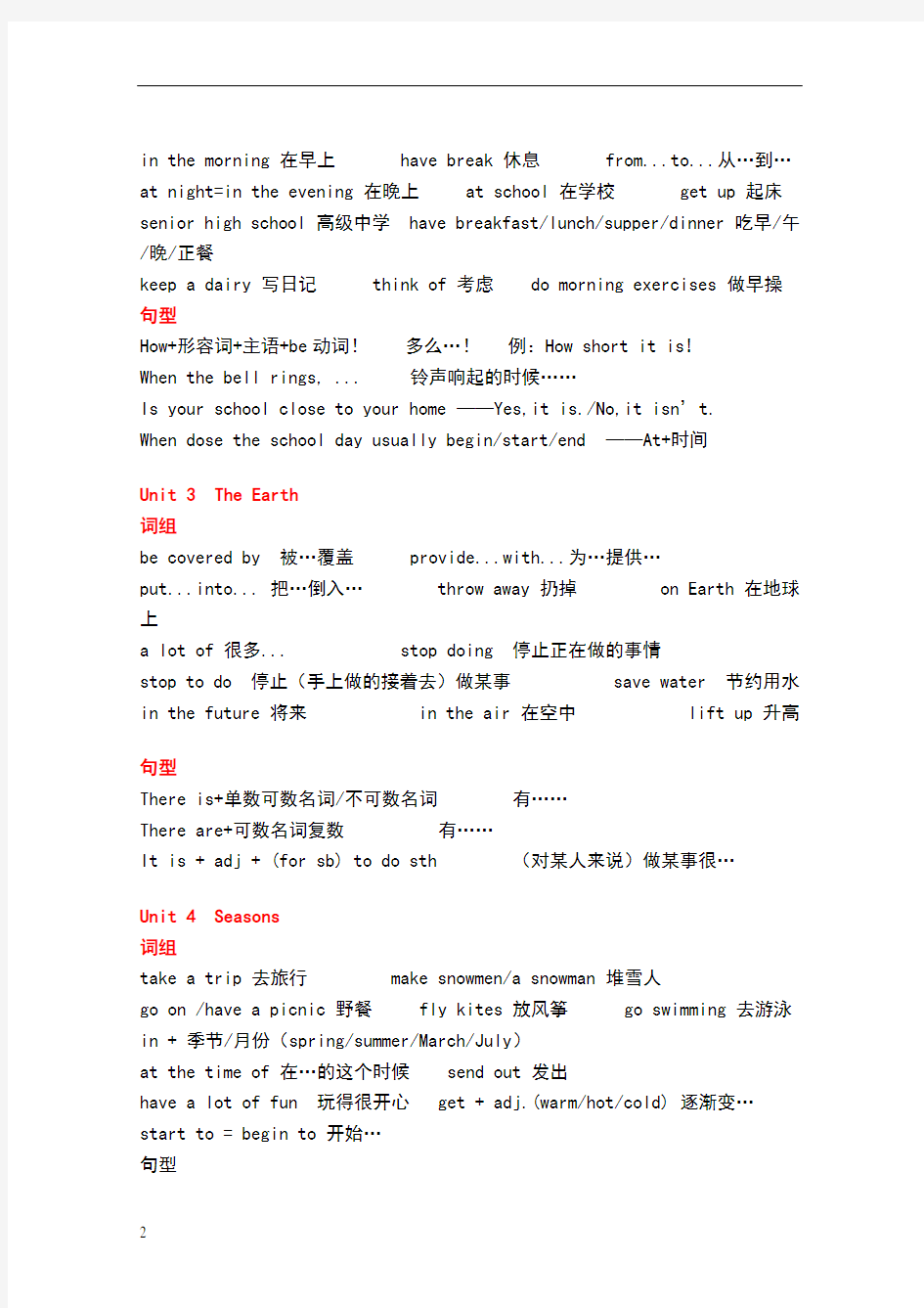 七年级英语上册知识点(上海教育出版社版本)