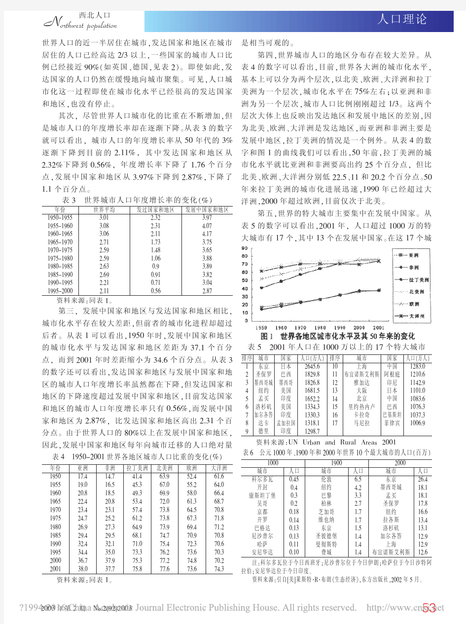 世界城市化的现状、特点及其发展趋势