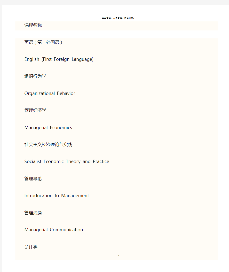 清华大学工商管理专业课程设置