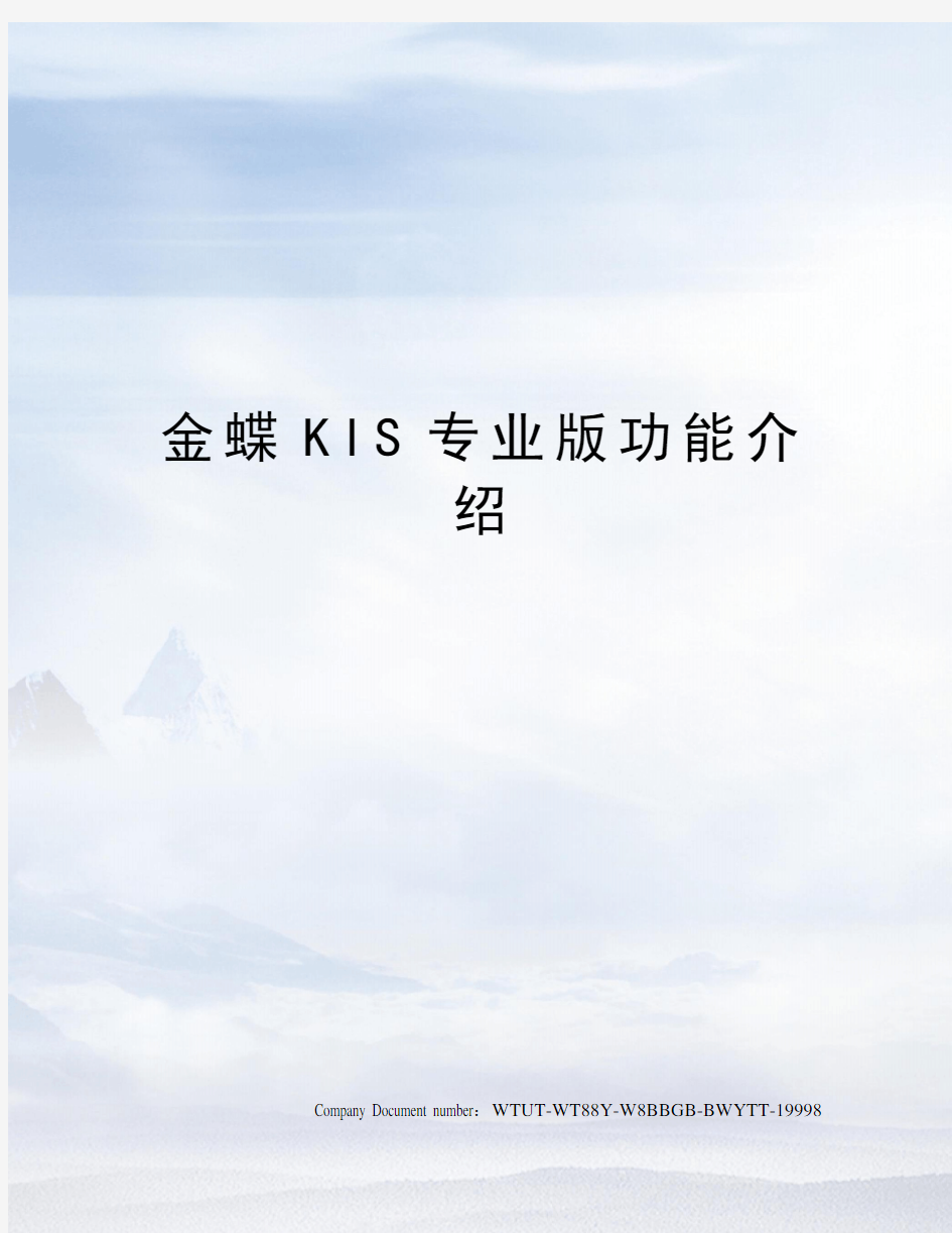 金蝶KIS专业版功能介绍