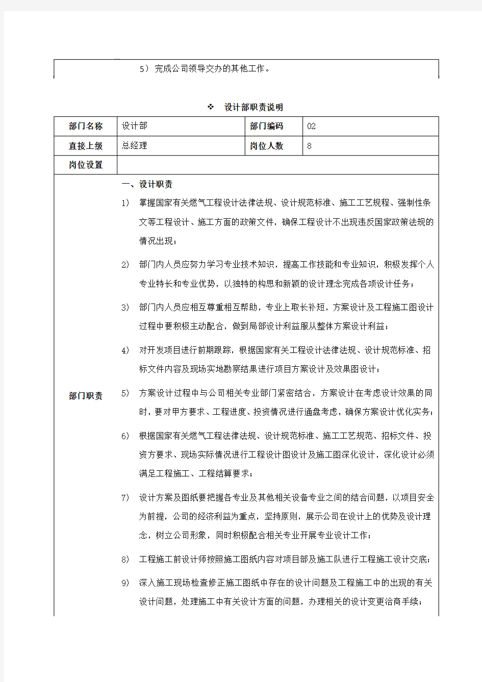 设计方案公司部门职责