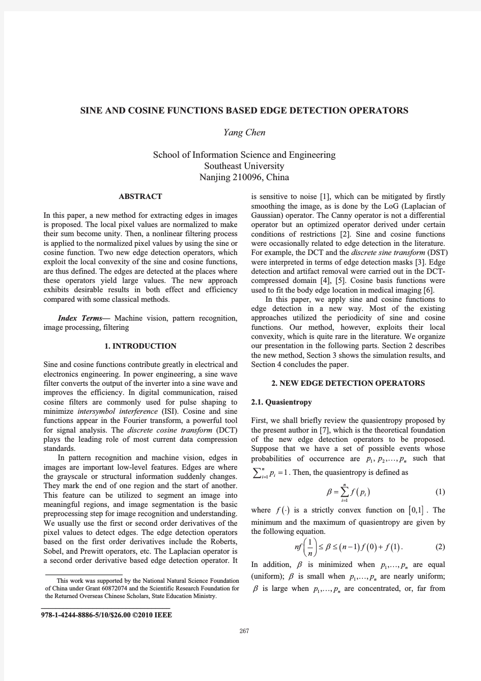 Sine and cosine functions based edge detection operators