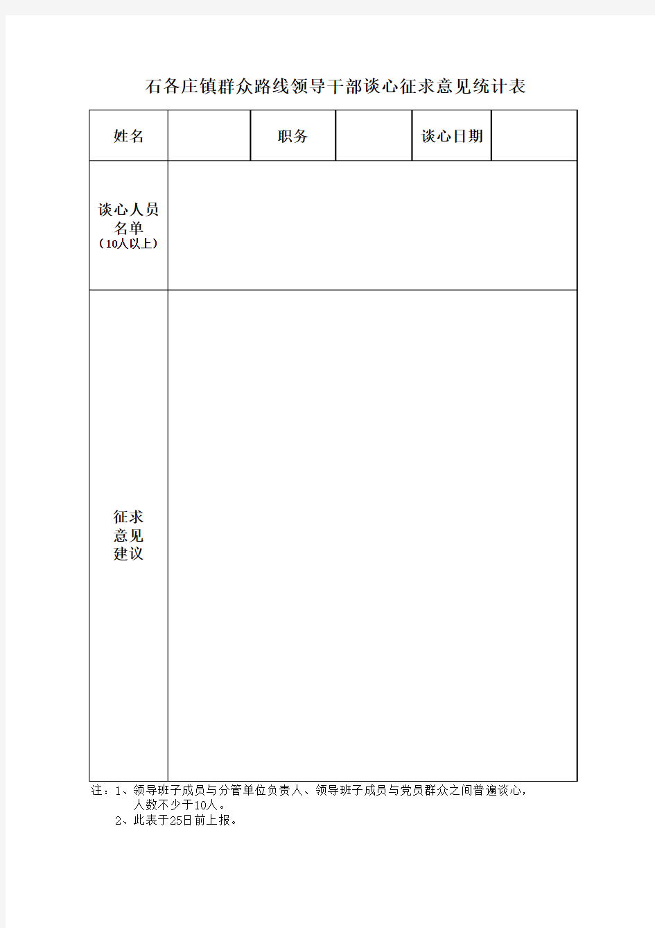 谈心征求意见表