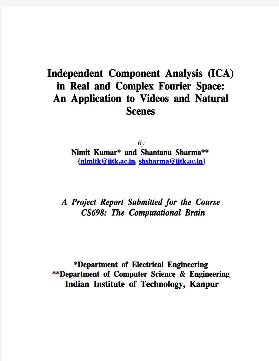 Independent Component Analysis (ICA) in Real and Complex Fourier Space An Application to Vi