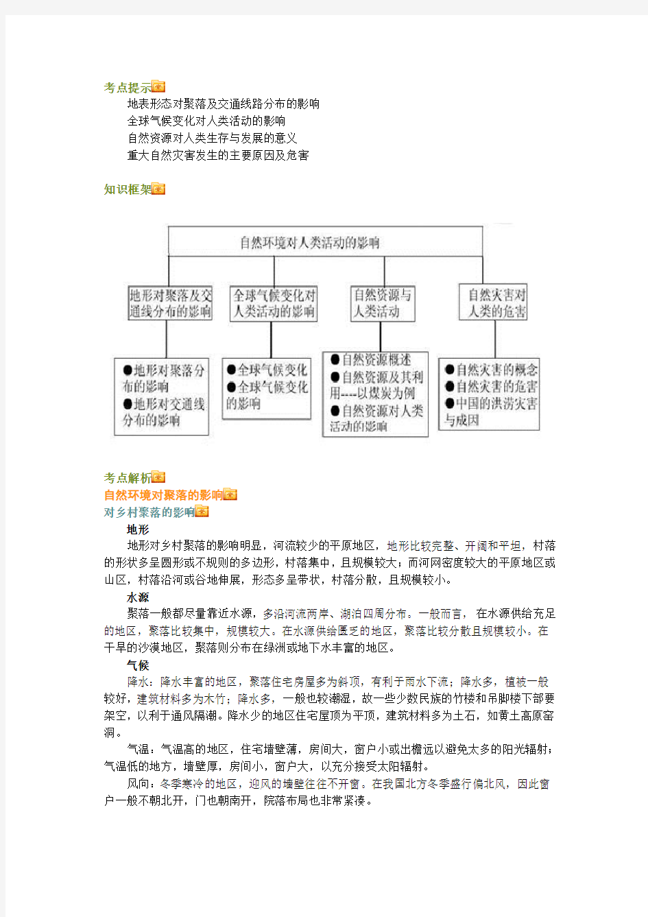 自然环境对人类活动的影响