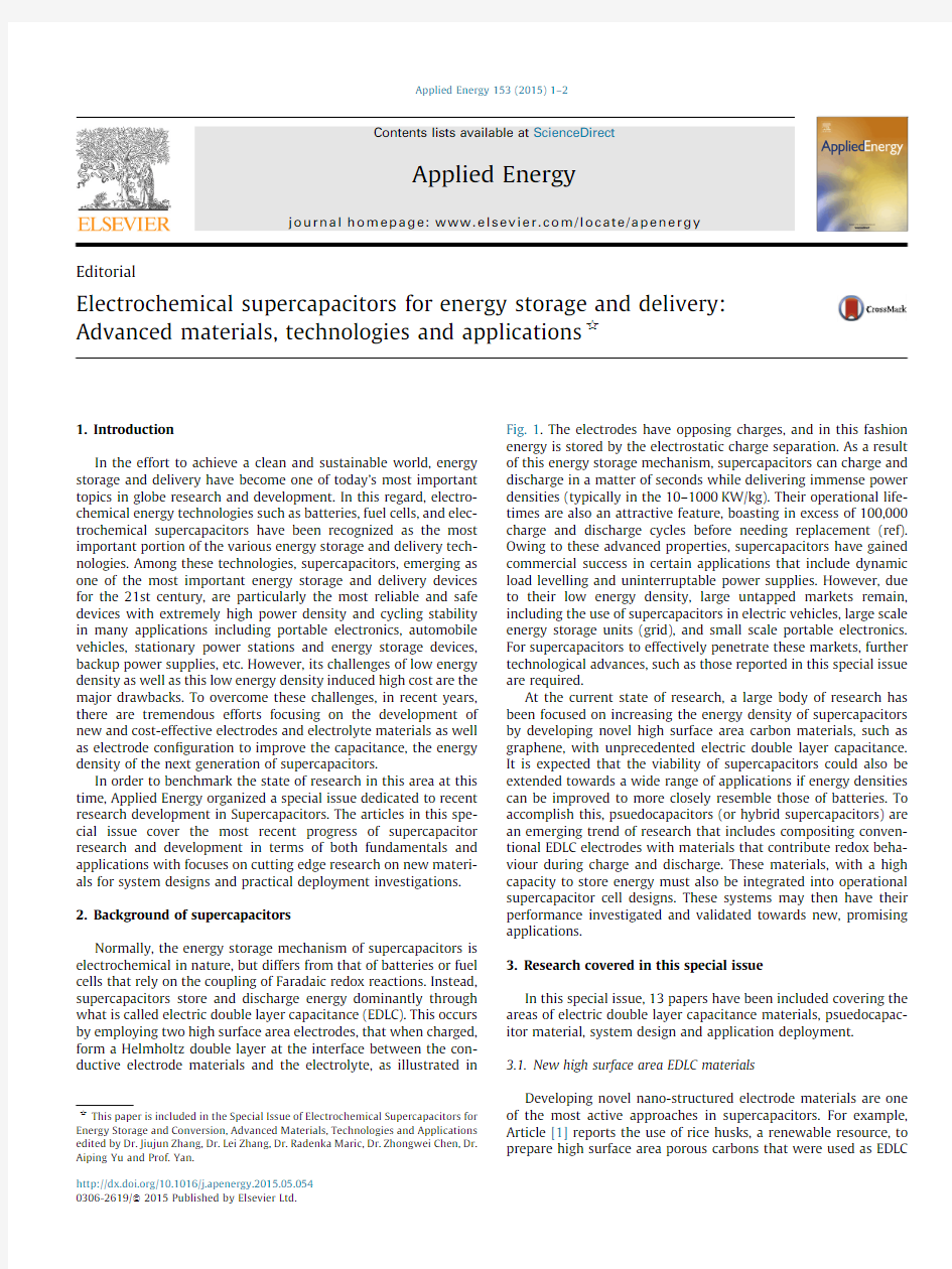 Electrochemical supercapacitors for energy storage and delivery