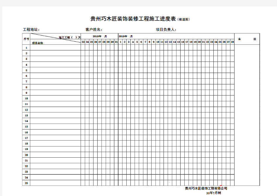 工程施工总进度表(打印)A4