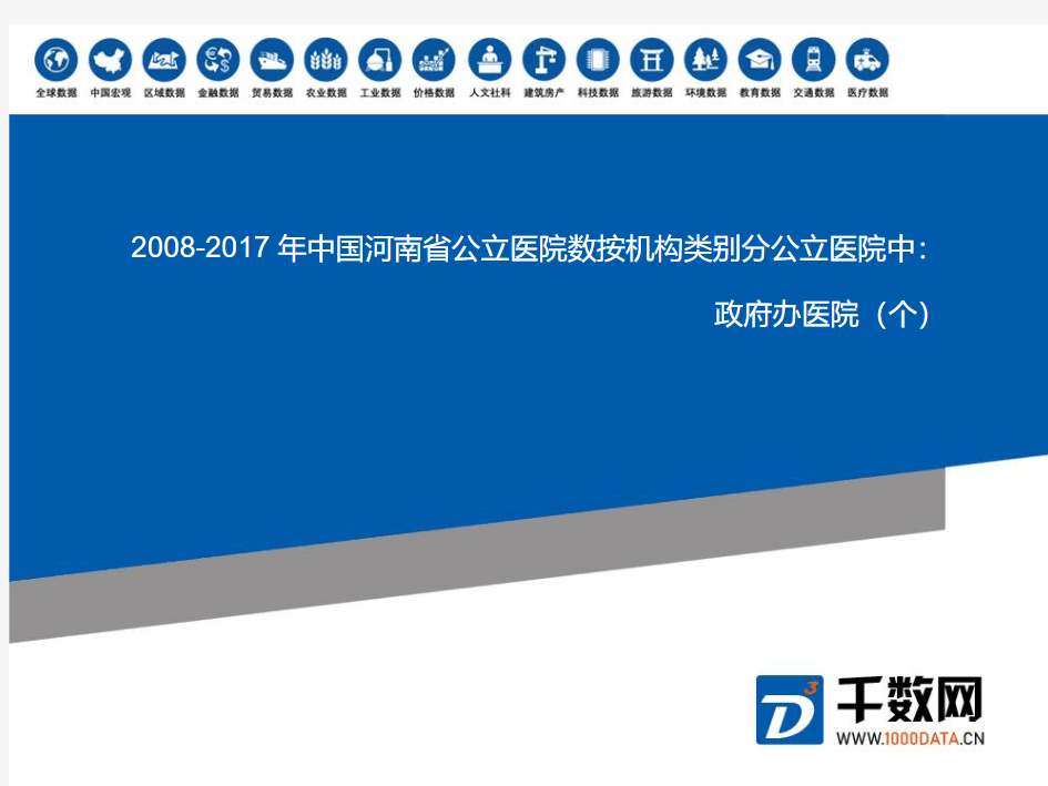 河南省公立医院数按机构类别分公立医院中：政府办医院(个)(2008-2017年)