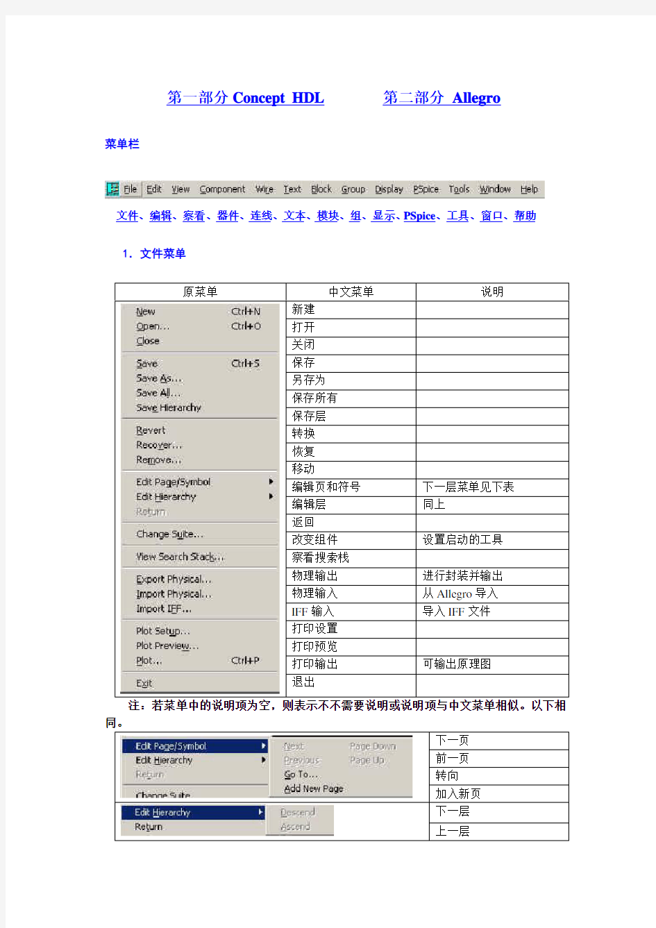 Cadence-Menu--cadence软件菜单中英文对照图知识讲解