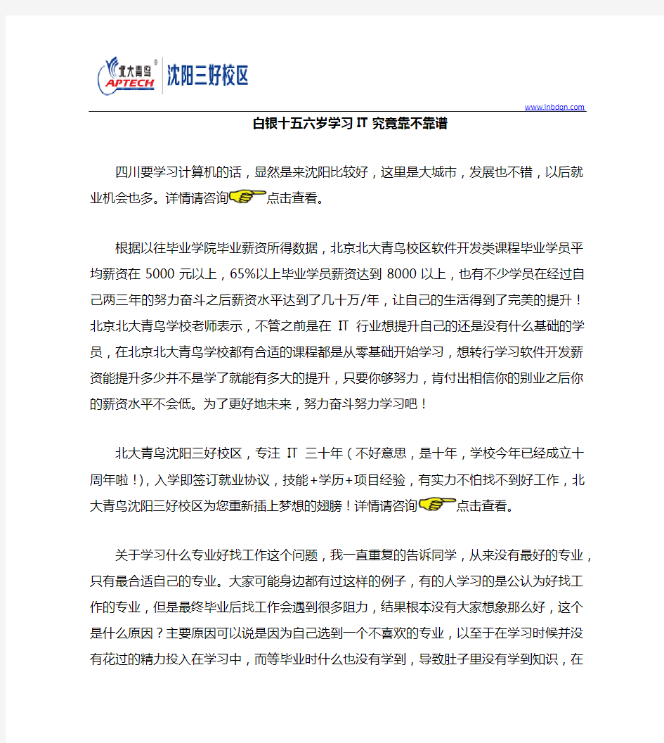 鞍山十五六岁学习IT究竟靠不靠谱