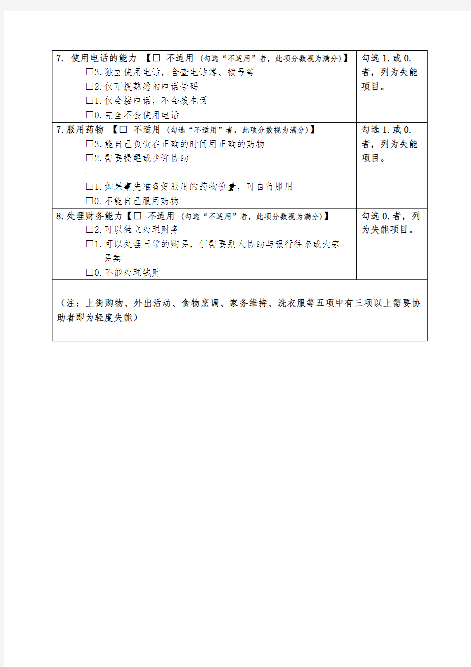 工具性日常生活活动能力量表